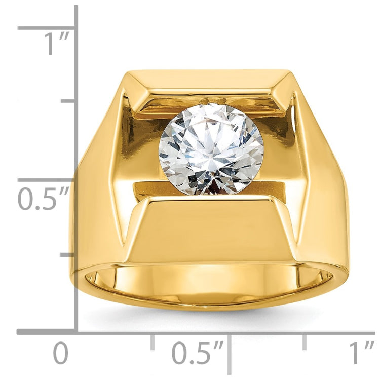 Men's YG Solitaire Ring with All Bright Finish Mounting