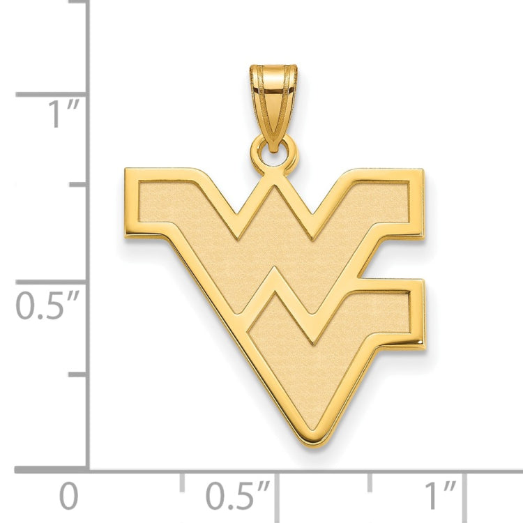 10k Gold LogoArt West Virginia University W-V Large Pendant