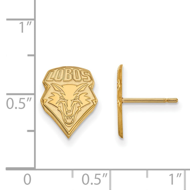 10k Gold LogoArt University of New Mexico Lobos Small Post Earrings