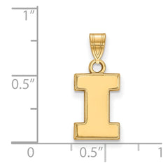 14k Gold LogoArt University of Illinois Letter I Small Pendant