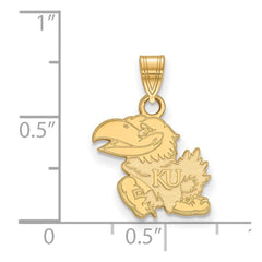 14k Gold LogoArt University of Kansas Jayhawk Small Pendant