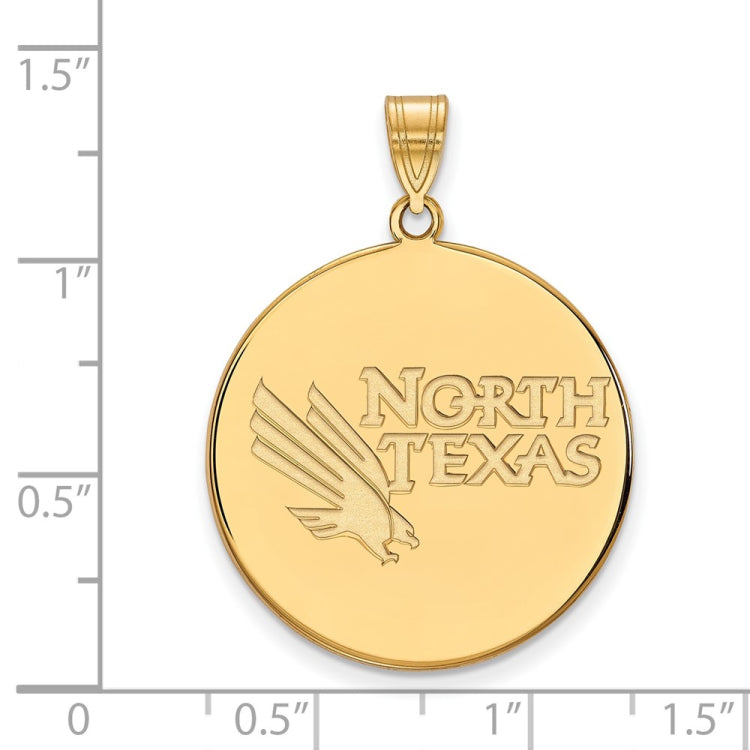 14k Gold LogoArt University of North Texas Extra Large Disc Pendant