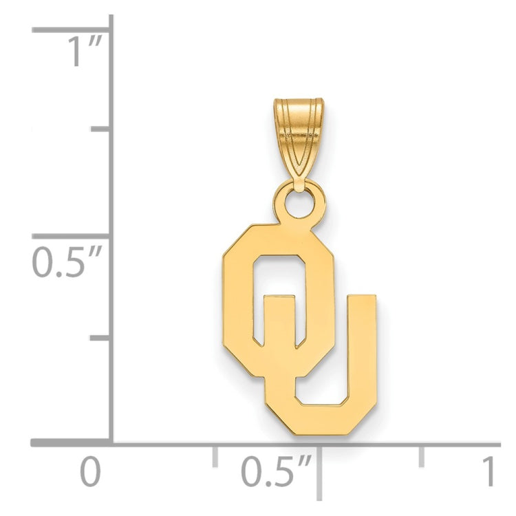 14k Gold LogoArt University of Oklahoma O-U Small Pendant