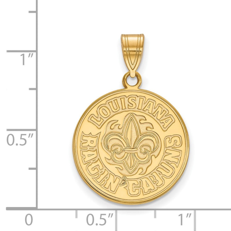 14k Gold LogoArt University of Louisiana at Lafayette Large Pendant