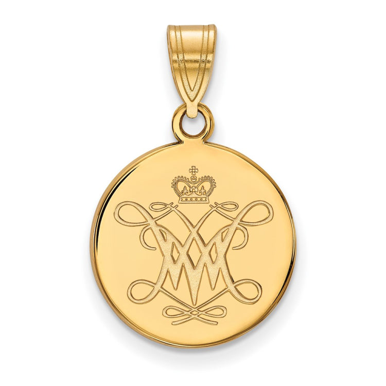 14k Gold LogoArt College of William and Mary Medium Disc Pendant