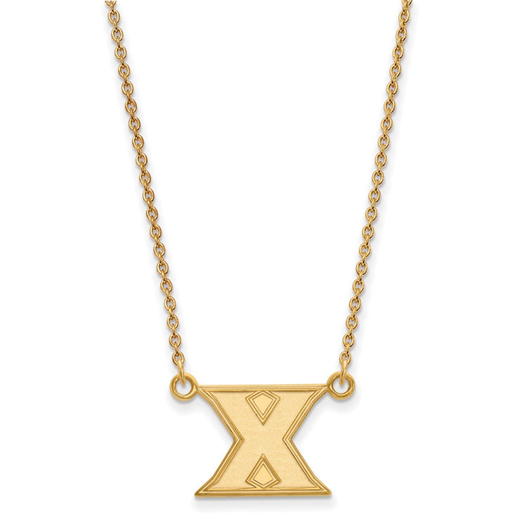 14k Gold LogoArt Xavier University Letter X Small Pendant 18 inch Necklace