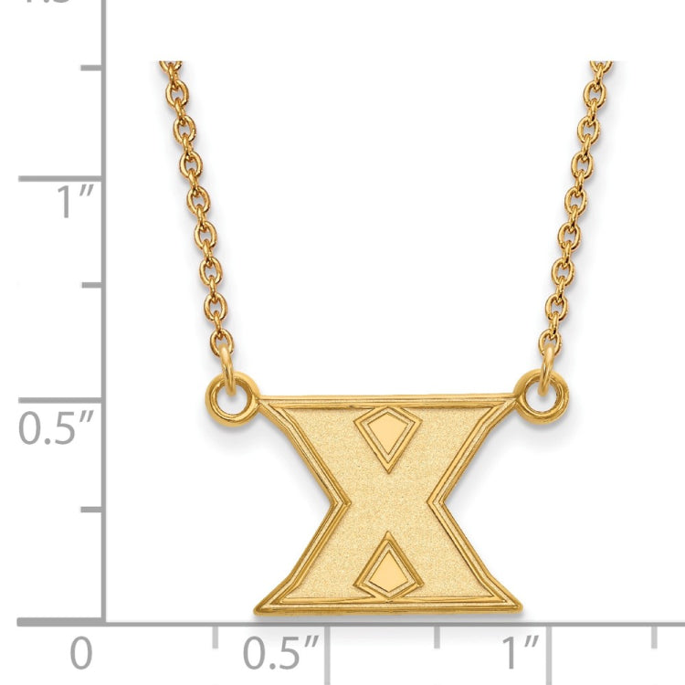 14k Gold LogoArt Xavier University Letter X Small Pendant 18 inch Necklace