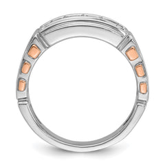IBGoodman 14k White and Rose Gold Men's Polished and Cut-Out 2-Row 1 Carat A Quality Diamond Ring