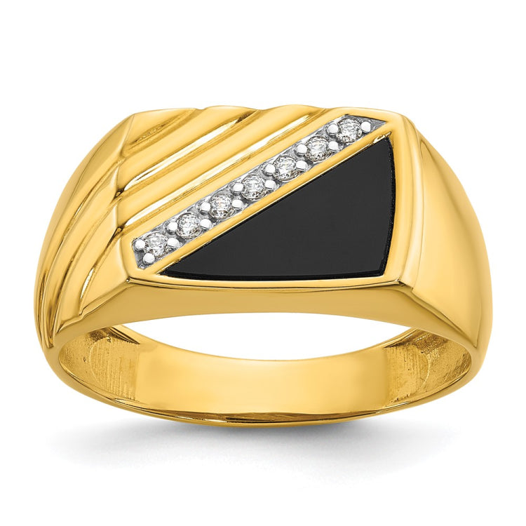 IBGoodman 14k Men's Polished and Grooved Gemstone Ring Mounting