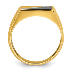 IBGoodman 14k Men's Polished and Grooved Onyx and .07 Carat AA Quality Diamond Ring