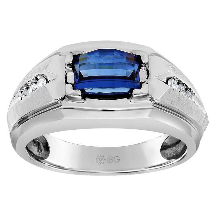 10K Men's Two-tone Created Sapphire Ring Mounting