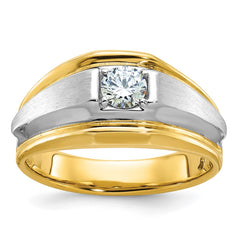 Men's TT 3/8ct Diamond Solitaire Ring with Satin Finish Accent Mounting