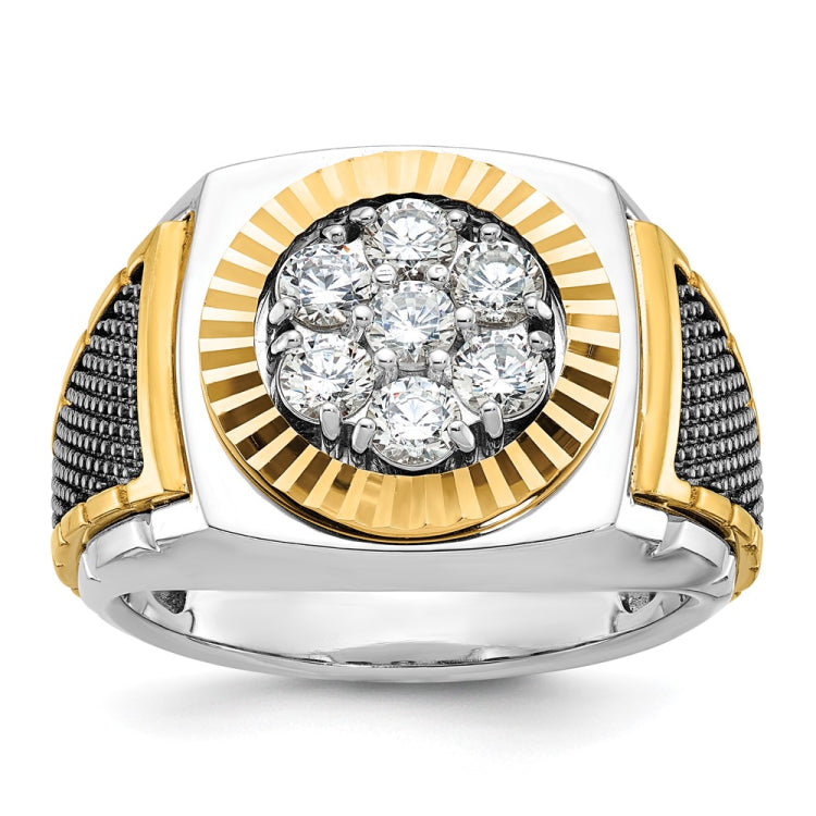 Men's TT Cluster with Bright Finish and Black Rhodium Texture Mounting