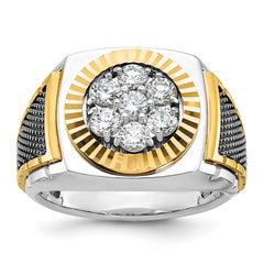 Men's TT Cluster with Bright Finish and Black Rhodium Texture Mounting