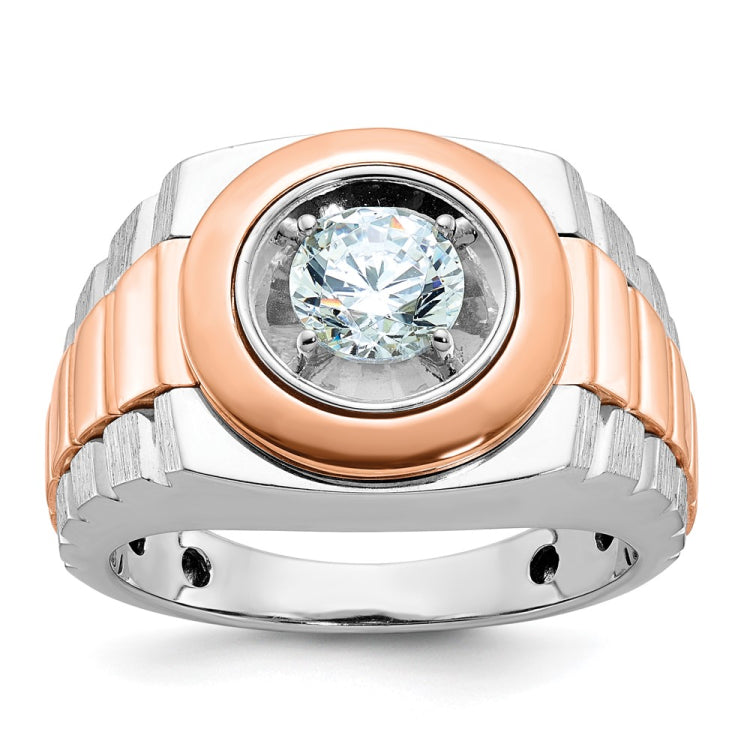 Men's White/Rose Gold Rolex Style Ring for your 1ct Round Center Mounting