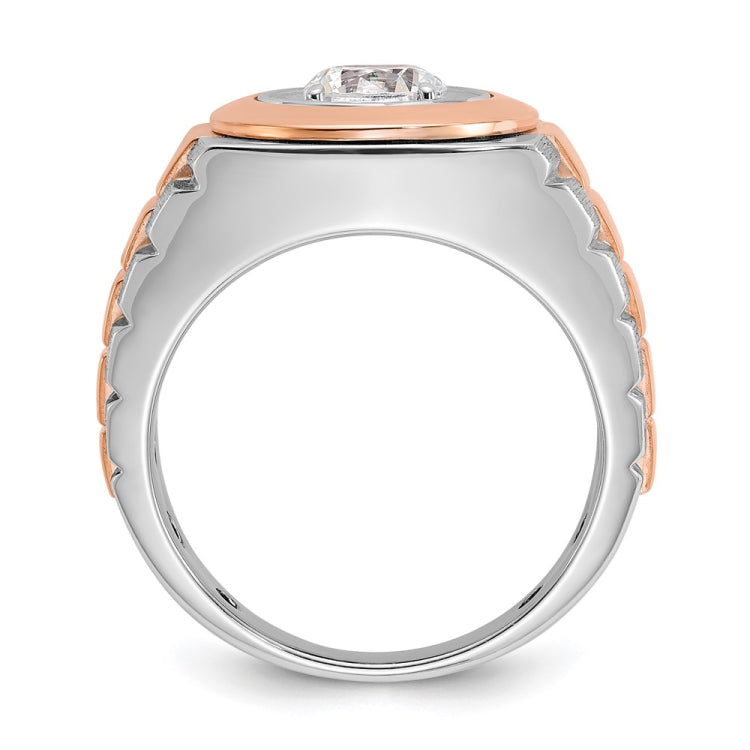 Men's White/Rose Gold Rolex Style Ring for your 1ct Round Center Mounting