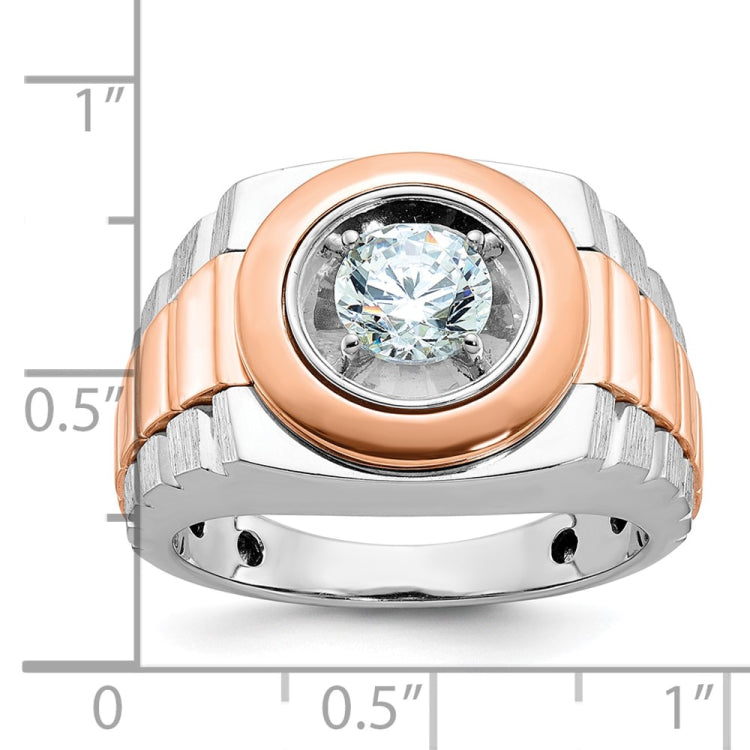 Men's White/Rose Gold Rolex Style Ring for your 1ct Round Center Mounting