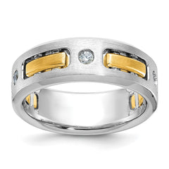 Men's Two-tone .15ct tw Diamond Band with Soft Satin Finish Mounting