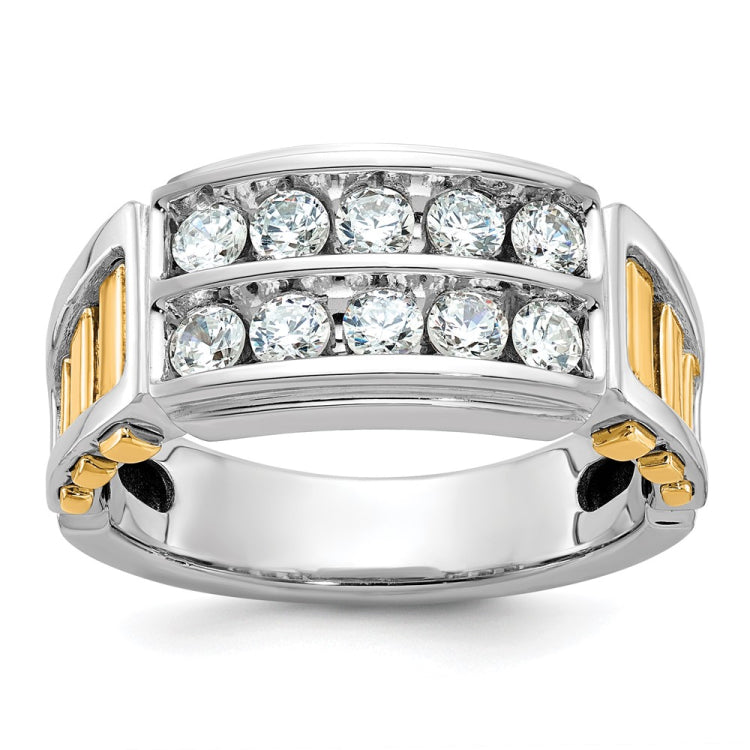 14k Two-tone IBGoodman Men's Polished & Cut-Out 2-Row Ring Mounting