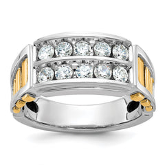 IBGoodman 14k Two-tone Men's Polished and Cut-Out 2-Row 1 Carat A Quality Diamond Ring