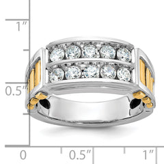 IBGoodman 14k Two-tone Men's Polished and Cut-Out 2-Row 1 Carat A Quality Diamond Ring