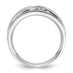 IBGoodman 14k Men's Polished Satin and Grooved 3-Stone 1/3 Carat AA Quality Diamond Ring