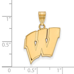 10k Gold LogoArt University of Wisconsin Letter W Large Pendant
