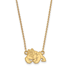 10k Gold LogoArt California State University Fresno Bulldog Small Pendant 18 inch Necklace