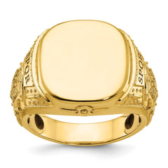 10K Polished Signet Men's Ring