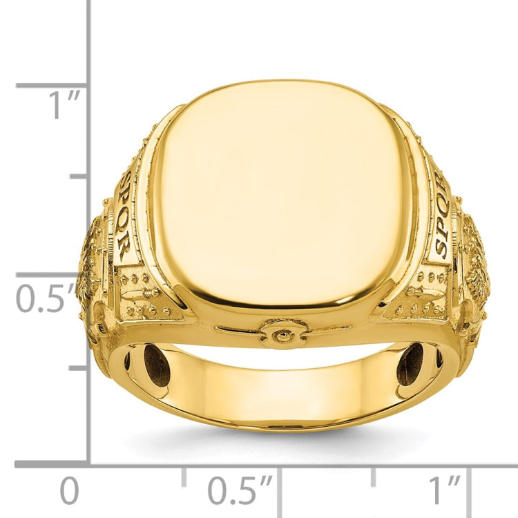 10K Polished Signet Men's Ring