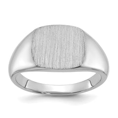 10kw 12mm x 12mm cushion face signet ring.