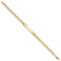 14k Polished Semi-Solid Chain/Solid Plate Curb Link 33x6.75mm Plate 8 inch ID Bracelet