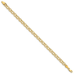 14k 5mm Solid Double Link 7 inch Charm Bracelet