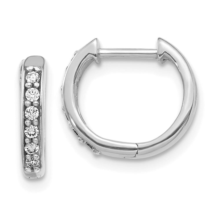 14k White Gold 1/8 carat Diamond Hinged Hoop Earrings