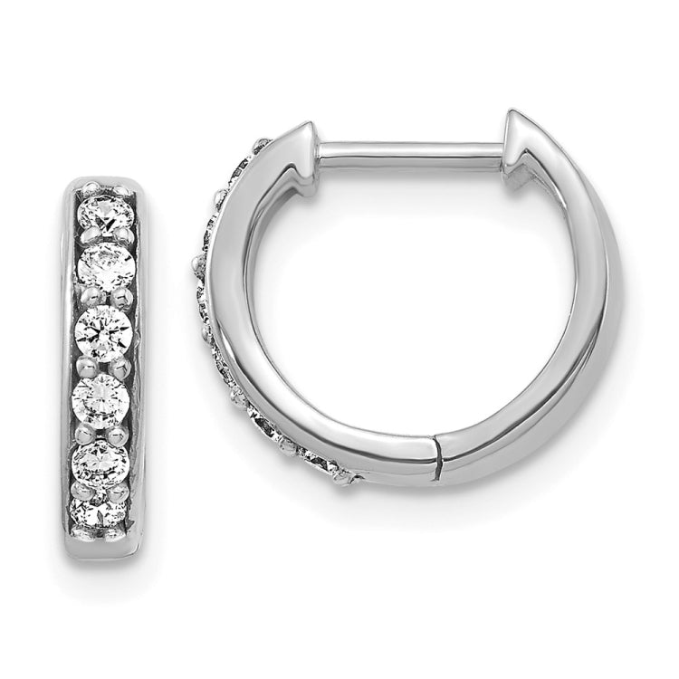 14k White Gold 1/4 carat Diamond Hinged Hoop Earrings