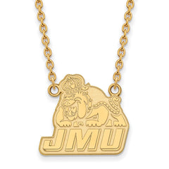 10k Gold LogoArt James Madison University Large Pendant 18 inch Necklace