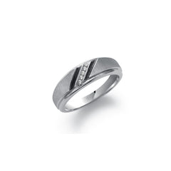 10K White Gold Diamond and Black Rhodium Accent Band .05ct TDW