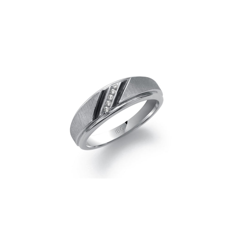 10K White Gold Diamond and Black Rhodium Accent Band .05ct TDW