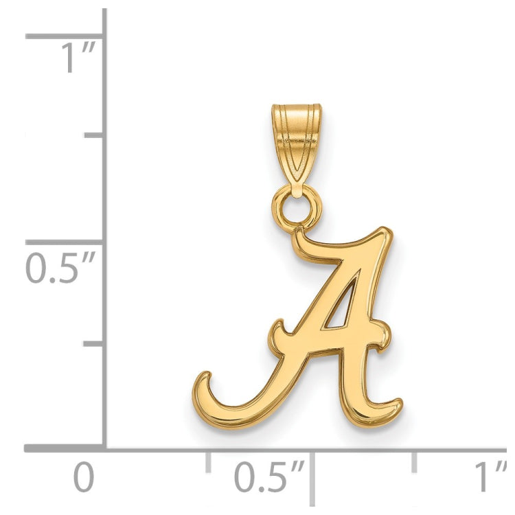 14k Gold LogoArt University of Alabama Letter A Small Pendant