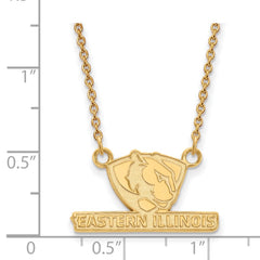 14k Gold LogoArt Eastern Illinois University Small Pendant 18 inch Necklace