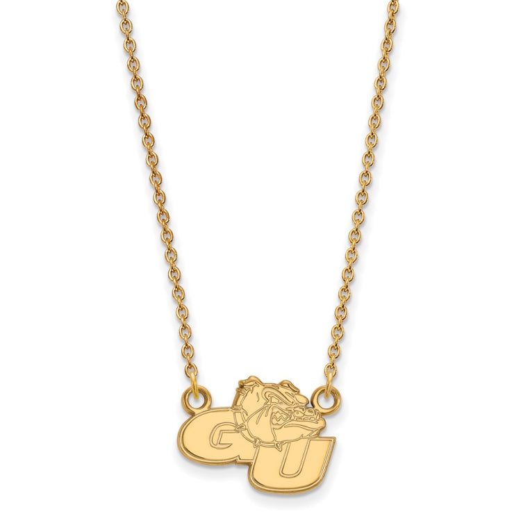 14k Gold LogoArt Gonzaga University G-U Bulldog Small Pendant 18 inch Necklace
