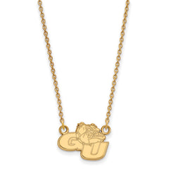 14k Gold LogoArt Gonzaga University G-U Bulldog Small Pendant 18 inch Necklace