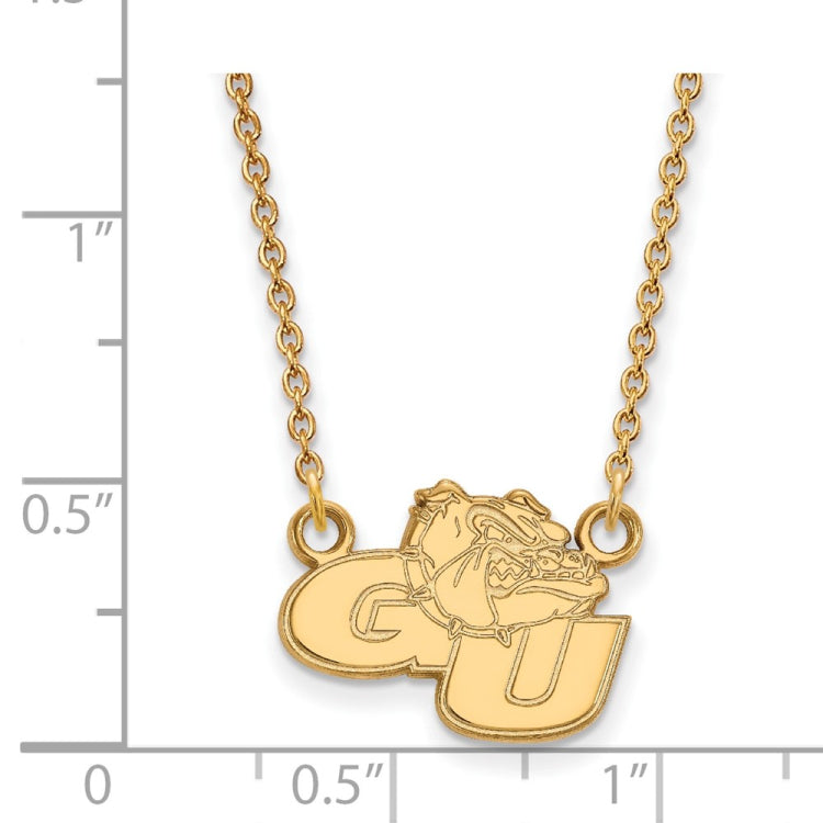 14k Gold LogoArt Gonzaga University G-U Bulldog Small Pendant 18 inch Necklace