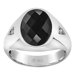 10k White Gold Gents Diamond and Onyx Ring