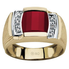 GTS YG GARNET/DIA RING WITH J-BACK *CUSTOMER DIAMONDS*