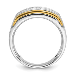 IBGoodman 14k Two-tone Men's Polished and Satin 2-Row Square Stones Ring Mounting
