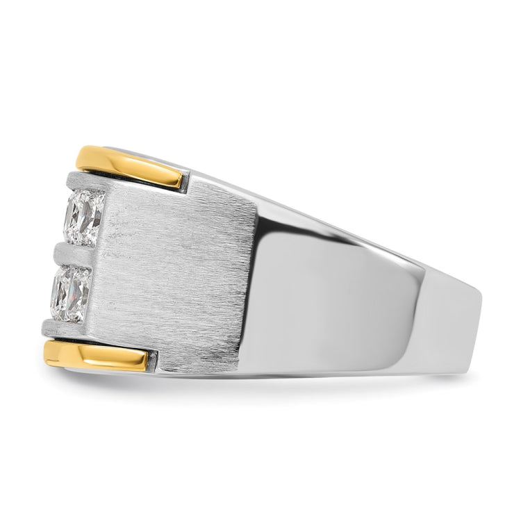 IBGoodman 14k Two-tone Men's Polished and Satin 2-Row Square Stones Ring Mounting