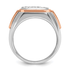 IBGoodman 10k White and Rose Gold Men's Polished and Satin Cluster Ring Mounting