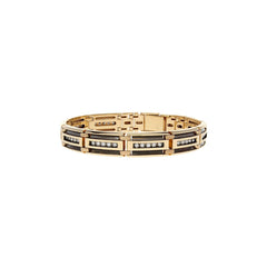 Men's Yellow Gold Diamond Link Bracelet with Box Clasp Mounting