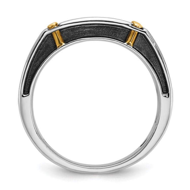 IBGoodman 10k Two-tone Men's Polished Satin and Grooved 5-Stone Ring Mounting